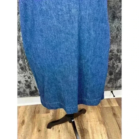 Vtg Lauren Ralph Lauren Denim Shift Dress Pockets Lace Up Front Short Sleeve 2 - Picture 4 of 13